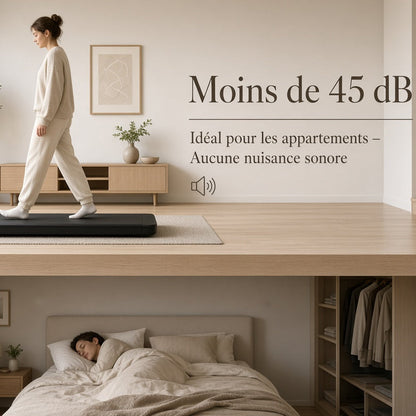 Runetic Tapis de Marche Pliable Compact – Inclinaison 9%, Sous Bureau